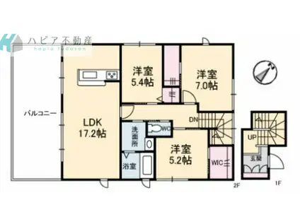 山口県下松市 2階建 築12年(3LDK/1階)の間取り写真