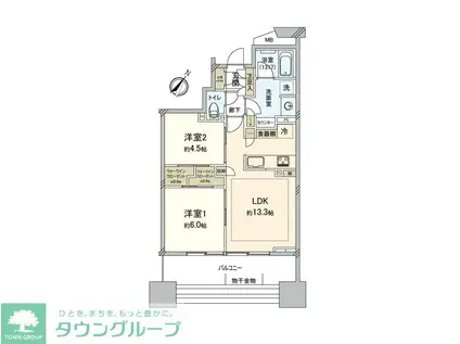 パークタワー向ケ丘遊園(2LDK/21階)の間取り写真