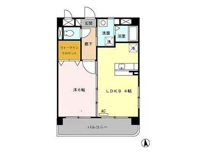 レ・フレール イタキチ(1LDK/3階)の間取り写真