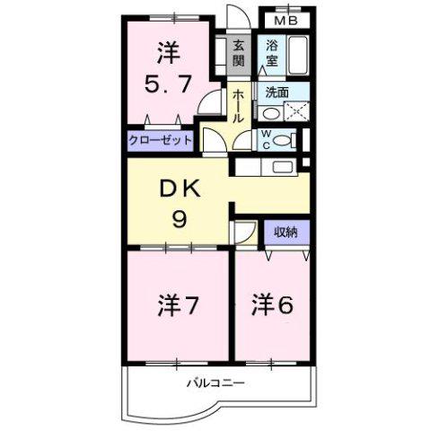 リバーシャトー(3DK/5階)の間取り写真