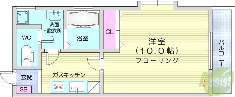桑折レジデンス(1K/2階)の間取り写真