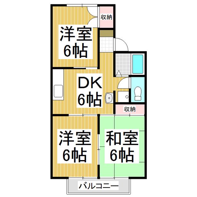 グレース葵 A・B棟(3DK/2階)の間取り写真