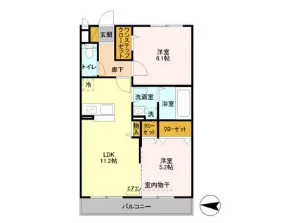 ビューティー・フレア(2LDK/2階)の間取り写真