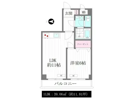日興パレス南麻布第二(1LDK/3階)の間取り写真