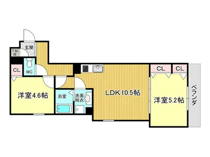 セレニティ豊川(2LDK/1階)の間取り写真