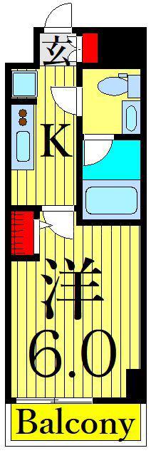 ALTERNA四つ木(1K/4階)の間取り写真
