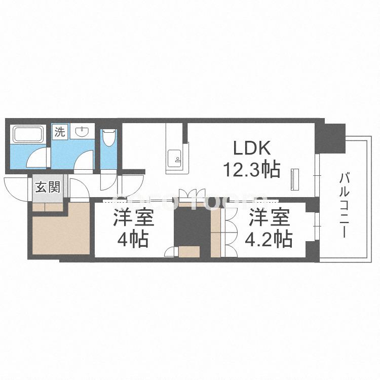 RJR堺筋本町タワー(2LDK/3階)の間取り写真