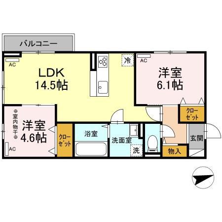 グランチェスタ三河(2LDK/3階)の間取り写真