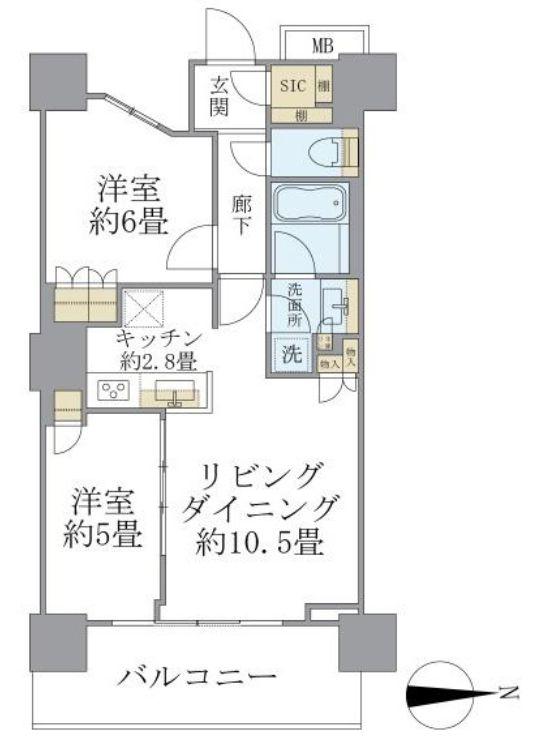 浅草タワー(2LDK/23階)の間取り写真