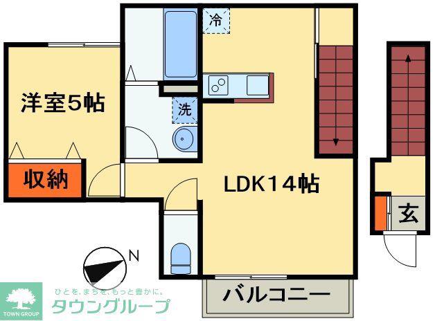 ISLAND COTTON(1LDK/2階)の間取り写真