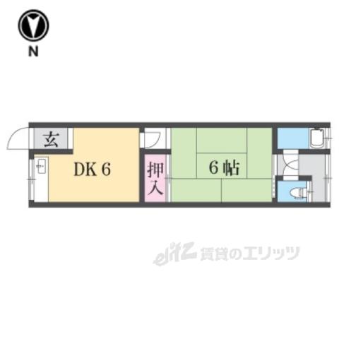新家ハイツ(1DK/2階)の間取り写真