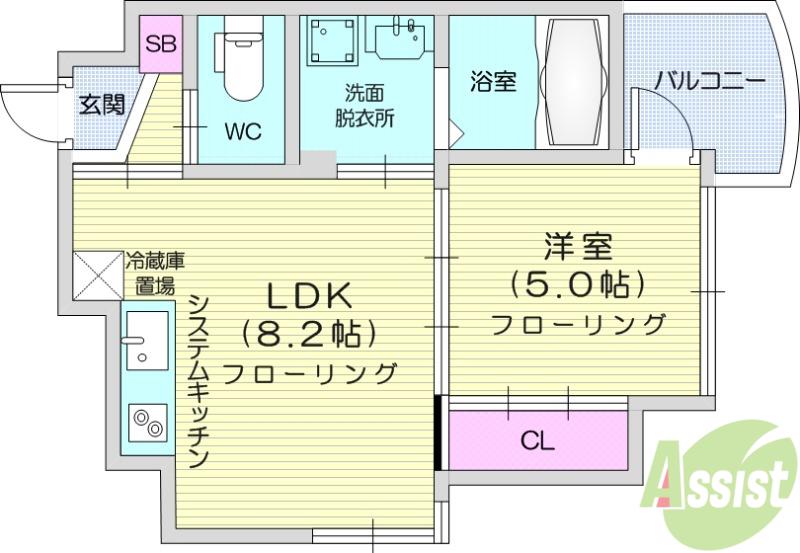 フェリシダ五橋(1LDK/10階)の間取り写真