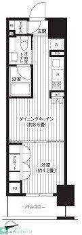 レジディア新御徒町(1DK/12階)の間取り写真