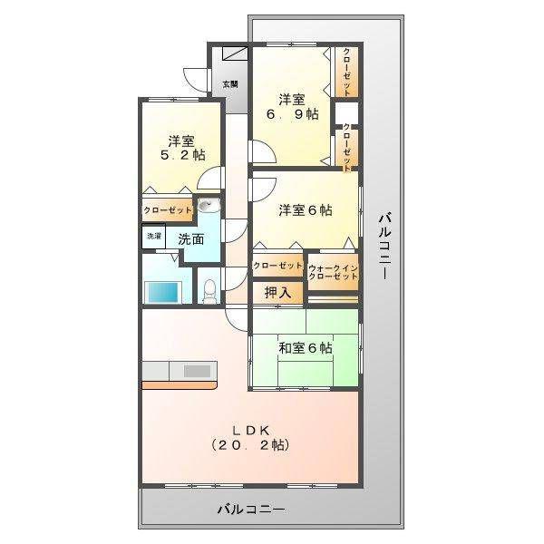 マリベール中須賀(4LDK/8階)の間取り写真