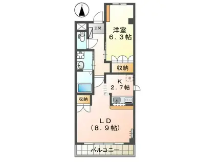 ガーデンハウス(1LDK/3階)の間取り写真