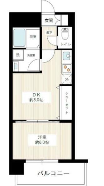 ヴィータローザ横浜吉野町(1DK/5階)の間取り写真