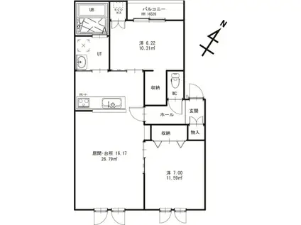 ROTHTLE(2LDK/2階)の間取り写真