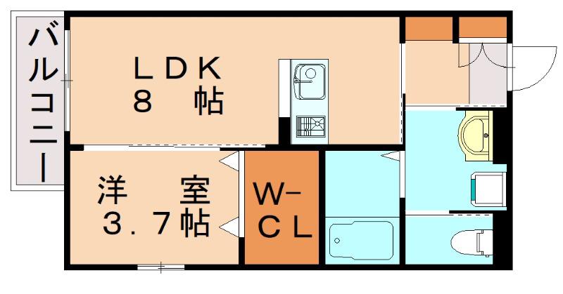 ROBOT HOME 西新(1LDK/1階)の間取り写真