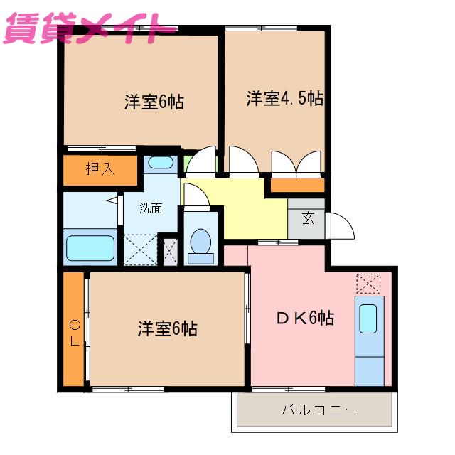 サンフラワーII(3DK/2階)の間取り写真