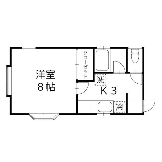 ハイツふじ(1K/1階)の間取り写真