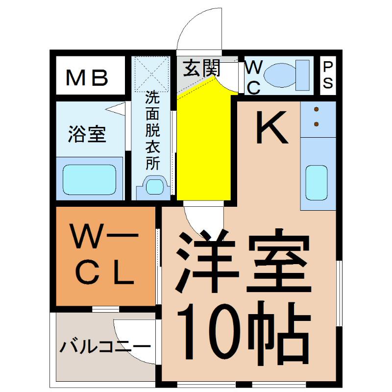 プリマベーラ(1SK/2階)の間取り写真