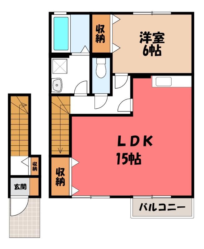 ルミエールA&KIII(1LDK/2階)の間取り写真