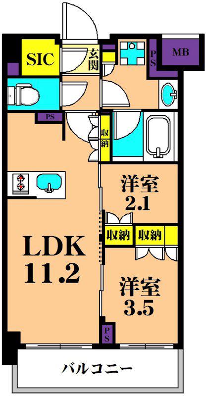 J.GRAN COURT 品川西大井ウエスト(2LDK/1階)の間取り写真