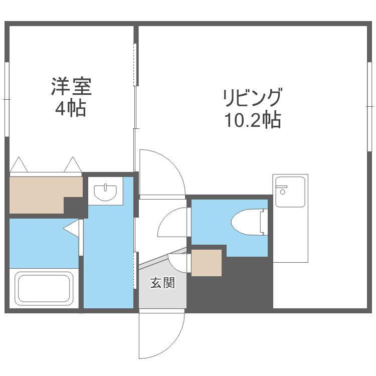 COCO中の島(1LDK/4階)の間取り写真