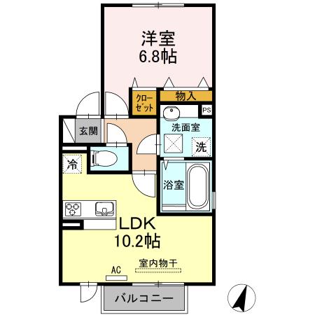 上徳II(1LDK/2階)の間取り写真