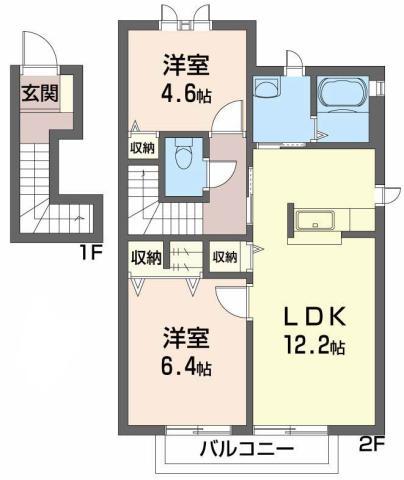 シャーメゾン大森 B棟(2LDK/2階)の間取り写真