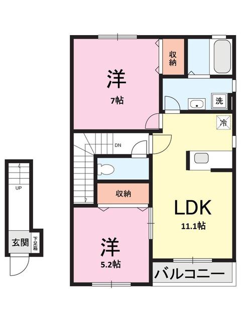 フレーズI(2LDK/2階)の間取り写真