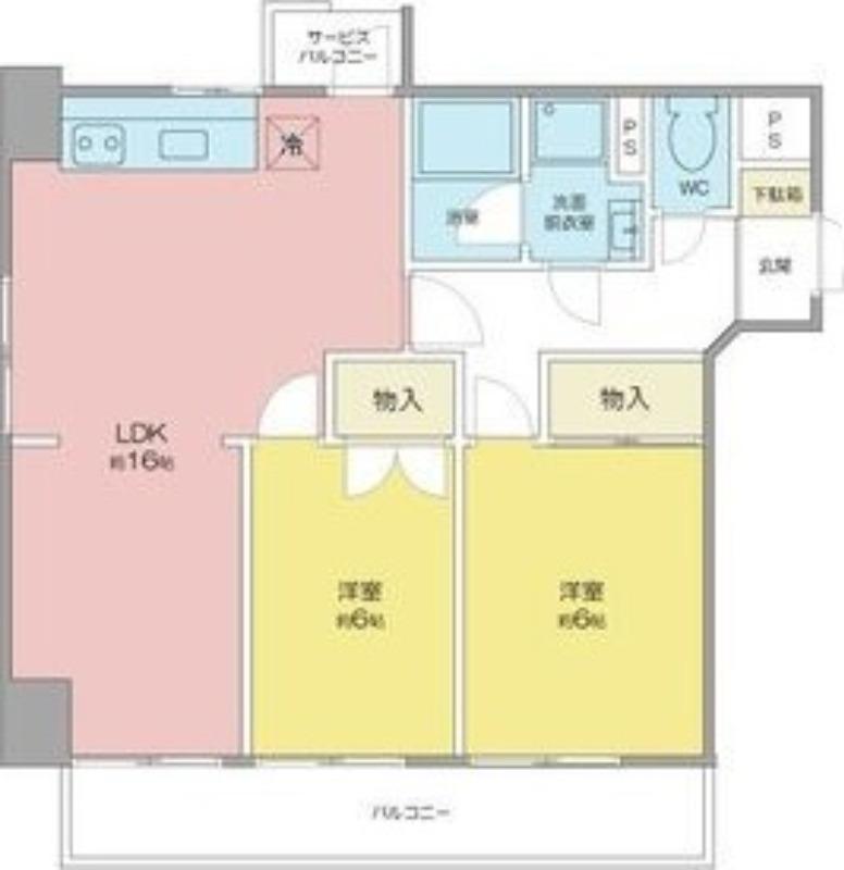 エシール白川(2LDK/6階)の間取り写真