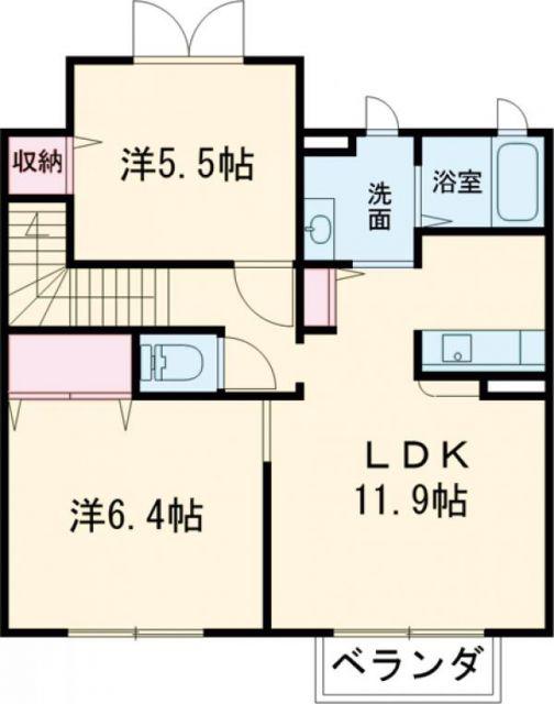 フォーレストタウンI(2LDK/2階)の間取り写真