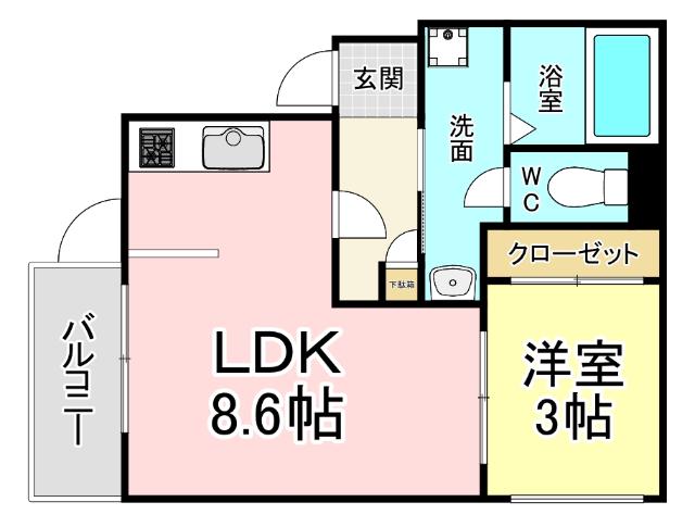 CALM下曽根(1LDK/2階)の間取り写真