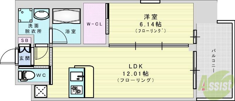 プレジオ江坂ROUGE(1LDK/5階)の間取り写真