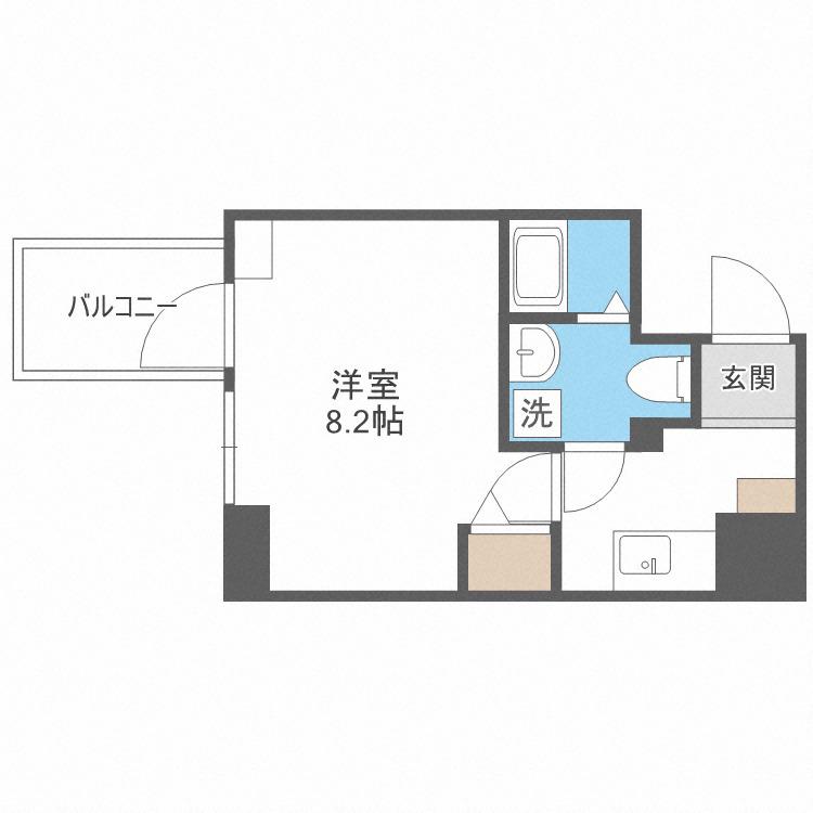 エグゼ難波南VI(1K/9階)の間取り写真