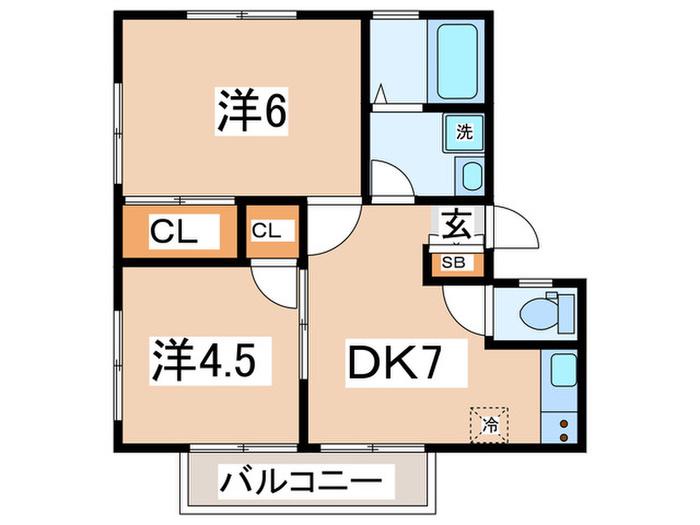 サンハイツ(2DK/2階)の間取り写真