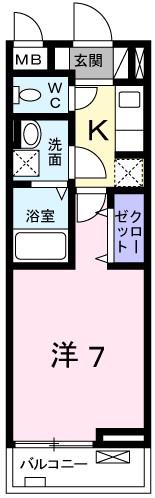 ブランドール(1K/3階)の間取り写真