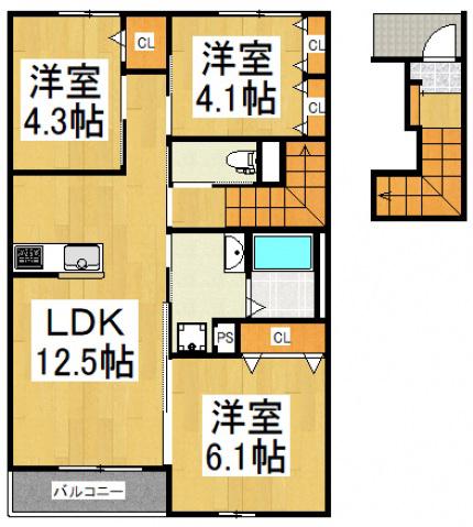 プリムローズ(3LDK/2階)の間取り写真