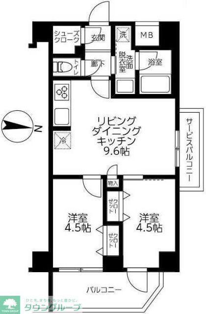ルフレ プレミアム日暮里(2LDK/7階)の間取り写真