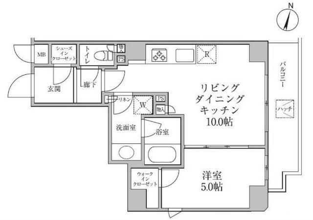 レジディア神楽坂II(1LDK/2階)の間取り写真