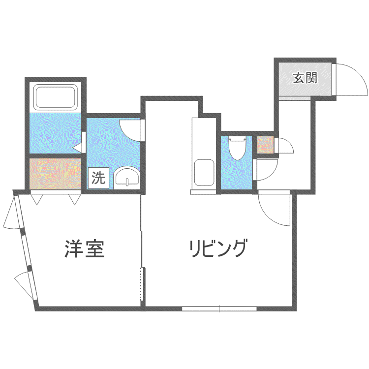 コンフォート白石(1LDK/1階)の間取り写真