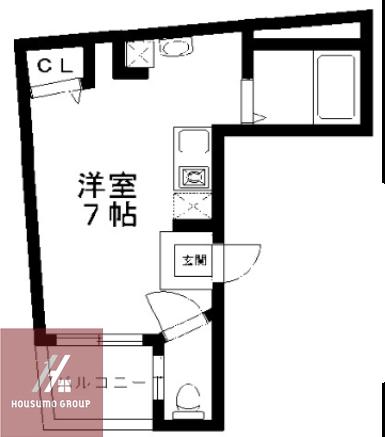ステイタス難波(ワンルーム/4階)の間取り写真