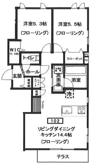 リラクスフォート(2LDK/1階)の間取り写真