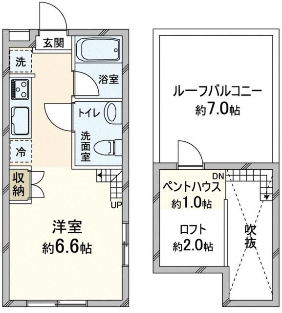 小町テラス(ワンルーム/2階)の間取り写真