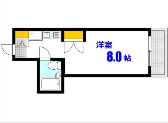 矢賀ビル(ワンルーム/1階)の間取り写真
