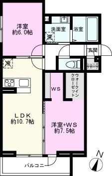 アドラブール B棟(2LDK/2階)の間取り写真