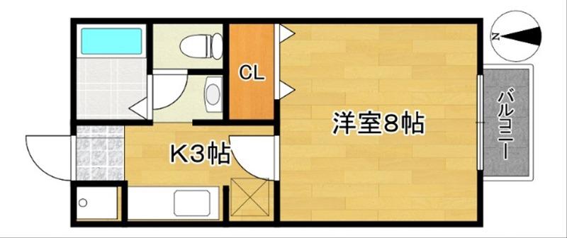 シェロスY・K中倉(1K/1階)の間取り写真