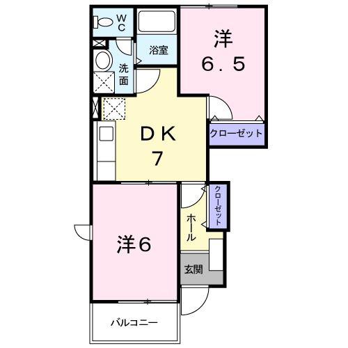 サンスタレI(2DK/1階)の間取り写真