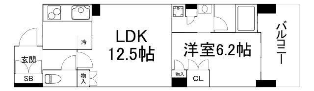 ザ・大阪レジデンス備後町(1LDK/2階)の間取り写真